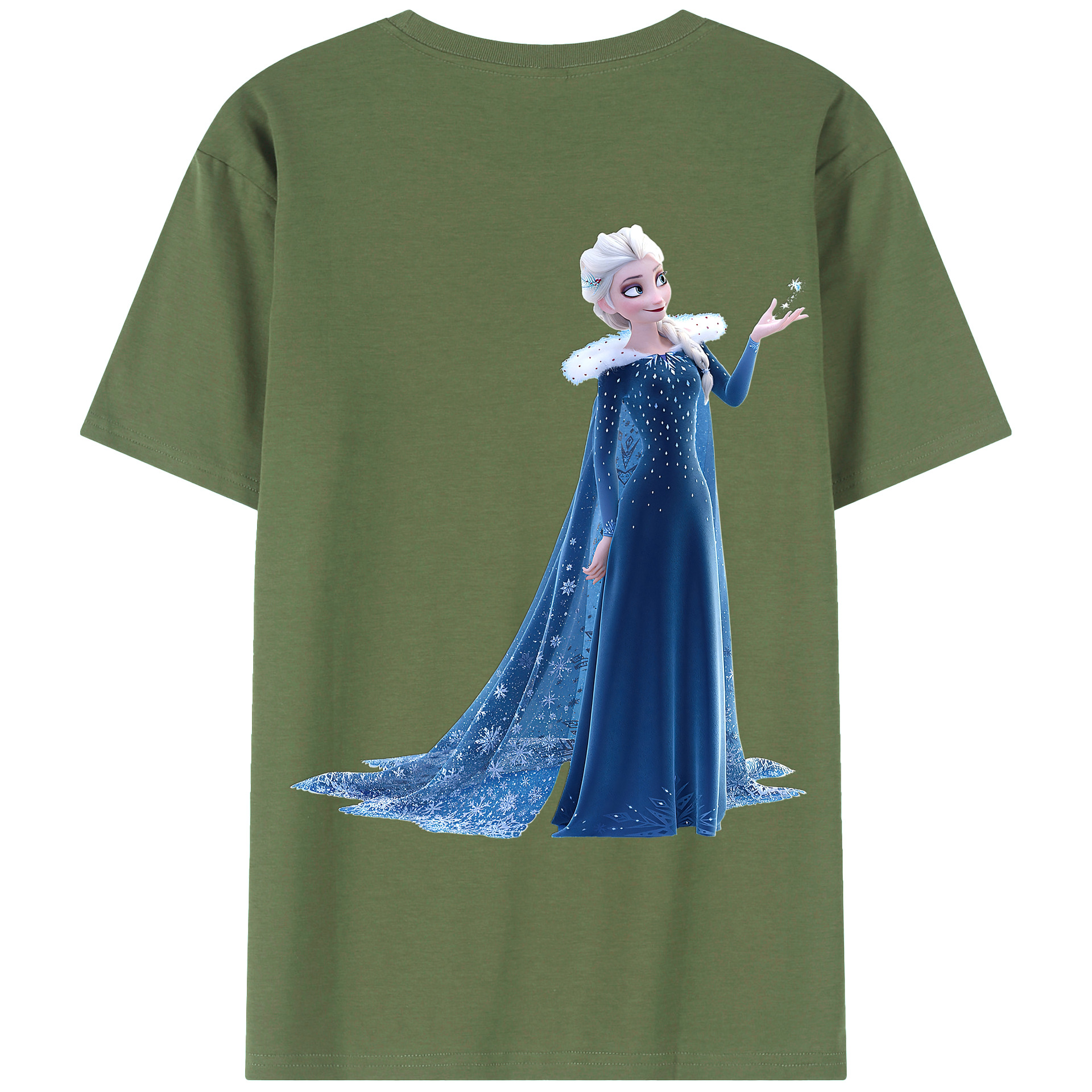 （画像用） アナと雪の女王 アンナ エルサ Frozen Anna Elsa 綿100％ メンズ半袖Tシャツ（バックプリント） 通気性